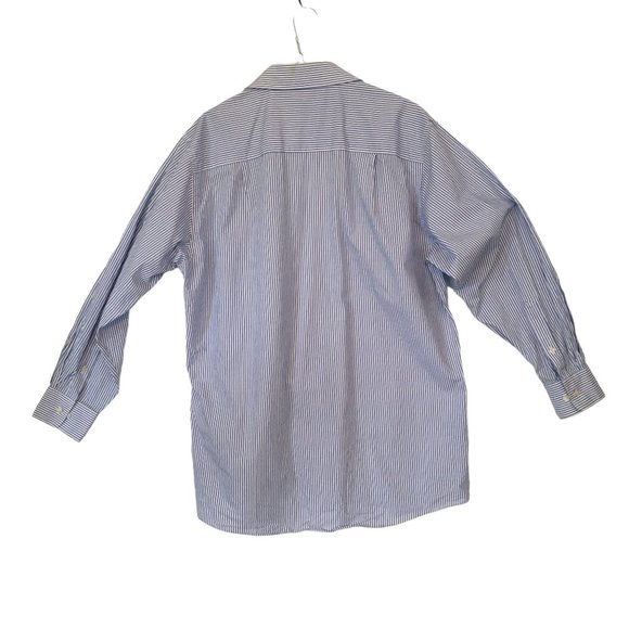 Calvin Klein Mens Blue White Pin Striped Dress Shirt, Button Front 16 32/33 - Picture 5 of 7
